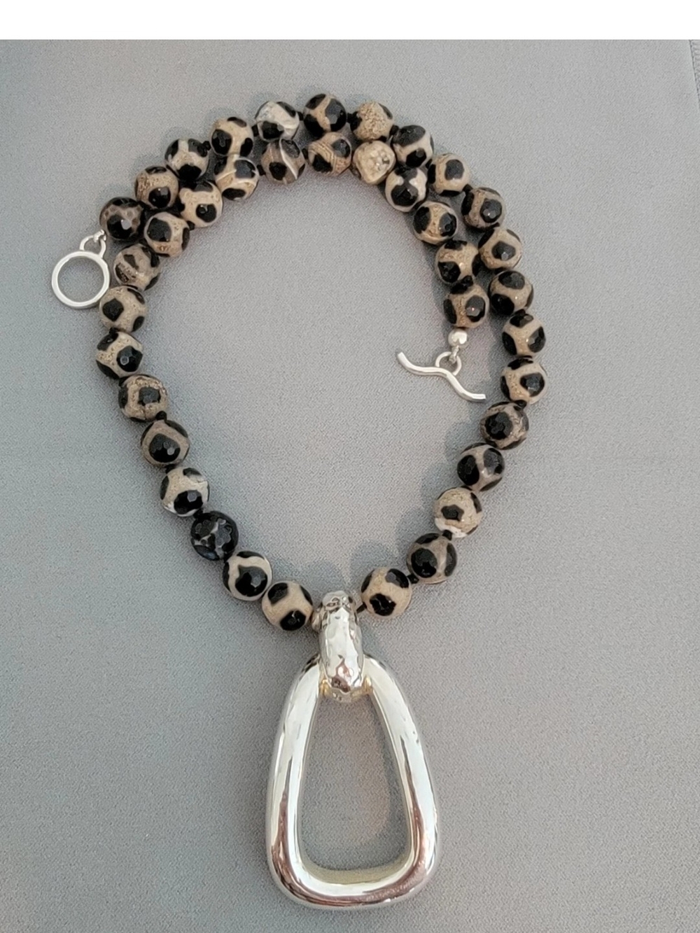 Simon Sebbag Tortoise Agate Necklace With Sterling Silver Pendant